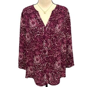 NYDJ | Purple Maroon Tunic Lightweight Blouse Sz M